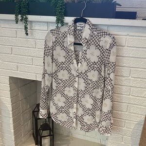 Express Monochrome Floral Grid Blouse